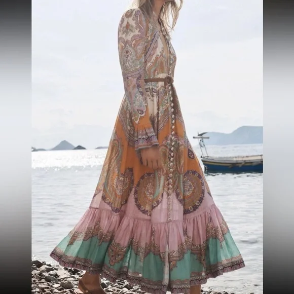 Zimmermann Lola paisley midi dress size 2 - Picture 3 of 7